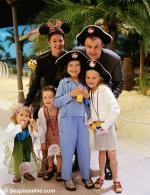 ID 3890 DISNEY WONDER (1999/83308grt/IMO 9126819) - British TV presenter Paul Ross (brother of Jonathon), his wife, and daughters (L-R) Hermione, Bebe, Violet and Dolly arrive in Southampton to attend a...